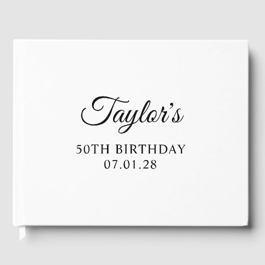 Elegant Script 50th Verjaardag Gastenboek (Voorkant)