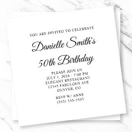 Elegant Script 50th Verjaardag Kaart