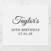 Elegant Script 50th Verjaardag Likeurfles Etiket (Enkel label)