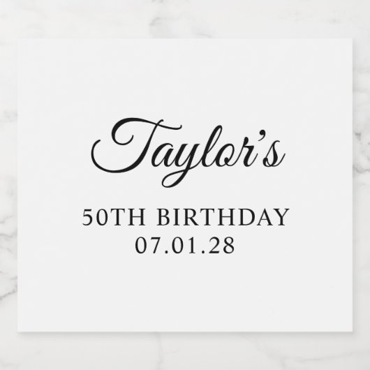 Elegant Script 50th Verjaardag Likeurfles Etiket (Enkel label)
