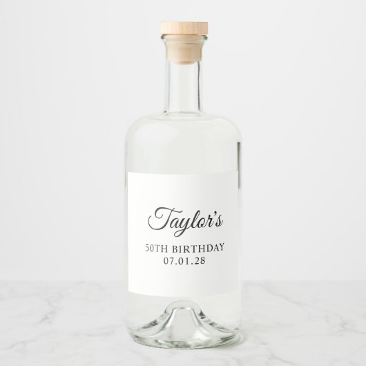Elegant Script 50th Verjaardag Likeurfles Etiket (Voorkant)
