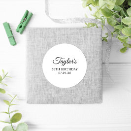 Elegant Script 50th Verjaardag Ronde Sticker