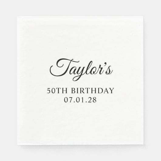 Elegant Script 50th Verjaardag Servet (Voorkant)