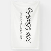 Elegant Script 50th Verjaardag Welkom Spandoek (Verticaal)