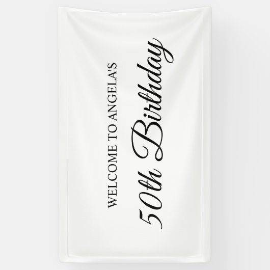 Elegant Script 50th Verjaardag Welkom Spandoek (Verticaal)