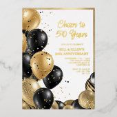 Elegant Script 50th Wedding Jubileum Folie Uitnodiging (Voorkant)