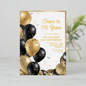 Elegant Script 50th Wedding Jubileum Folie Uitnodiging (Staand Voorkant)