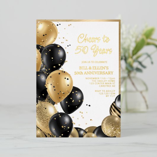Elegant Script 50th Wedding Jubileum Folie Uitnodiging (Staand Voorkant)