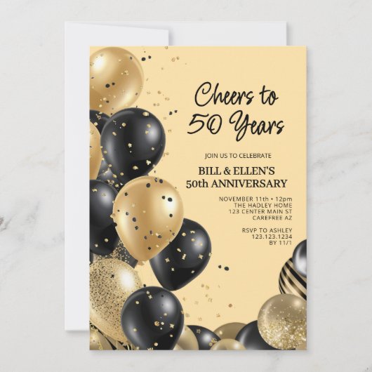 Elegant Script 50th Wedding Jubileum Kaart (Voorkant)