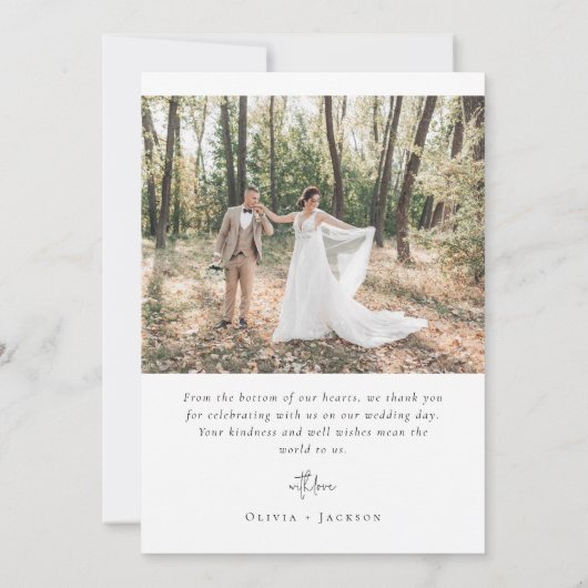 Elegant Script 5 Fotocollage Bruiloft Bedankkaart (Achterkant)