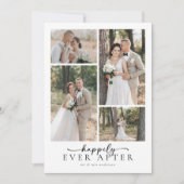 Elegant Script 5 Fotocollage Bruiloft Bedankkaart (Voorkant)