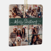 Elegant Script 5 Fotocollage Groene Kerstmis Keramisch Ornament (Rechts)