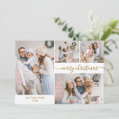 Elegant Script 5 Fotocollage Kerst Kaarten (Staand voorkant)