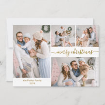 Elegant Script 5 Fotocollage Kerst Kaarten