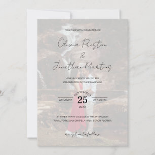 Elegant Script 5 Foto's Bindende QR-code RSVP Kaart