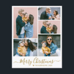 Elegant script 5 Photo Collage Kerstmis<br><div class="desc">Budget, minimalistisch, elegant Calligrafie Gold Script 5 Foto Collage "Merry Kerstmis" Script Holiday Thin Card in gouden wit. Deze feestelijke, eenvoudige, grillige sjabloon met vier (5) fotovakantiekaarten is voorzien van een rasterfotocollage en zegt "Vrolijk kerstfeest"! De tekst met de groet "Merry Kerstmis", geschreven in een mooi handgeschreven, met de letters...</div>