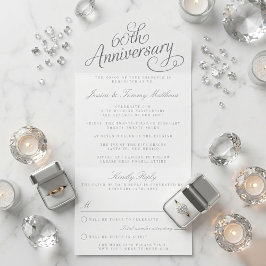 Elegant Script 60e diamanten bruiloft jubileum All In One Uitnodiging