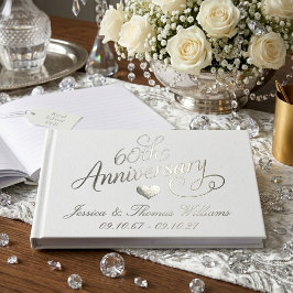 Elegant Script 60e Diamanten Huwelijksjubileum Gastenboek