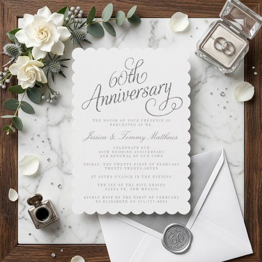 Elegant Script 60e Diamanten Huwelijksjubileum Kaart