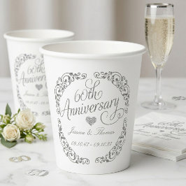 Elegant Script 60e Diamanten Huwelijksjubileum Papieren Bekers