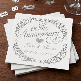 Elegant Script 60e Diamanten Huwelijksjubileum Servet