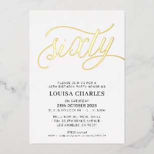 ELEGANT SCRIPT 60ste verjaardag feestje stijlvol g Folie Uitnodiging