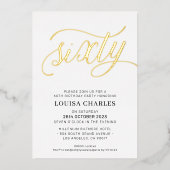 ELEGANT SCRIPT 60ste verjaardag feestje stijlvol g Folie Uitnodiging (Voorkant)