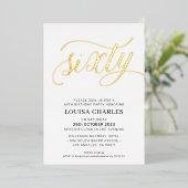 ELEGANT SCRIPT 60ste verjaardag feestje stijlvol g Folie Uitnodiging (Staand Voorkant)