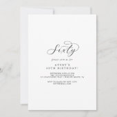 Elegant Script 60th Birthday Party Kaart (Voorkant)