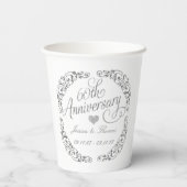 Elegant Script 60th Diamond Wedding Anniversary Papieren Bekers (Achterkant)