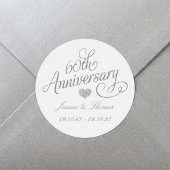Elegant Script 60th Diamond Wedding Anniversary Ronde Sticker