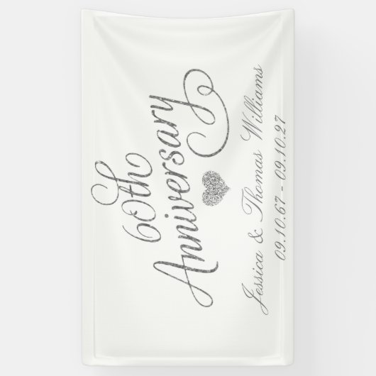 Elegant Script 60th Diamond Wedding Anniversary Spandoek (Verticaal)