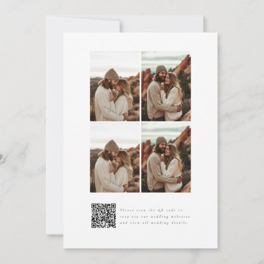 Elegant Script 6 Foto Huwelijk QR Code Save The Date (Achterkant)