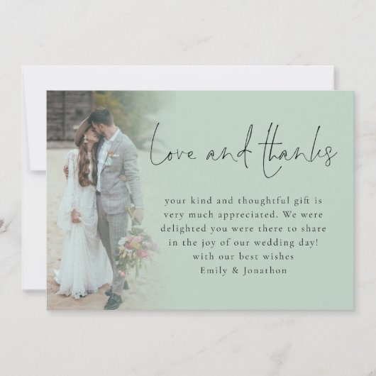 Elegant Script 6 Foto's Bruiloft Liefde Bedankt Sa Kaart (Voorkant)