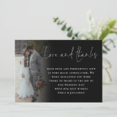 Elegant Script 6 Foto's Bruiloft Liefde Bedankt Zw Kaart (Staand voorkant)