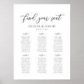 Elegant Script 6 Tafels Welkom Zitschema Poster (Voorkant)