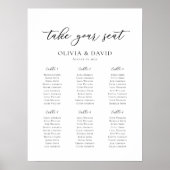 Elegant Script 6 Tafels Welkom Zitschema Poster (Voorkant)