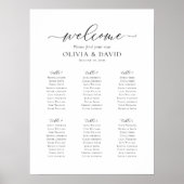 Elegant Script 6 Tafels Welkom Zitschema Poster (Voorkant)