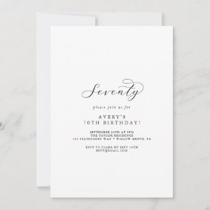 Elegant script 70e verjaardag kaart