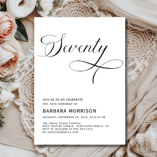 Elegant script 70ste verjaardag minimalistisch kaart