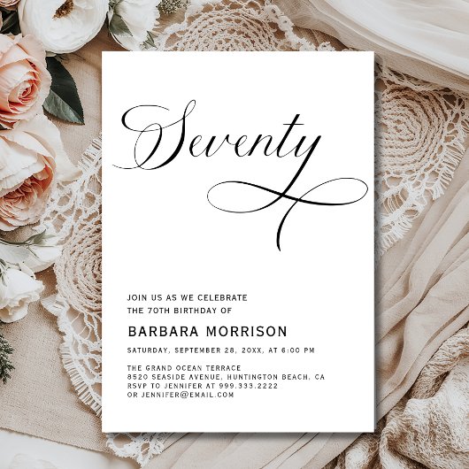 Elegant script 70ste verjaardag minimalistisch kaart