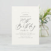Elegant Script 70th Birthday Party Photo Kaart (Staand voorkant)