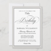 Elegant Script 75e verjaardagsfeest uitnodiging (Voorkant)