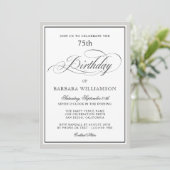 Elegant Script 75e verjaardagsfeest uitnodiging (Staand voorkant)