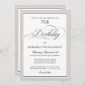 Elegant Script 75e verjaardagsfeest uitnodiging (Voorkant / Achterkant)