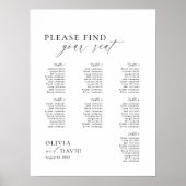 Elegant Script 7 Tafel Stoelenkaart Schuim Board Poster (Voorkant)