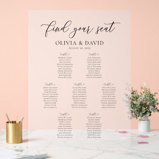 Elegant Script 7 tafel Zitting Grafiek Acryl Teken Acryl Bord (Huwelijk)