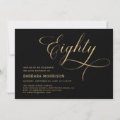 Elegant script 80 jaar zwart goud 80 jaar kaart (Voorkant)