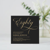 Elegant script 80 jaar zwart goud 80 jaar kaart (Staand voorkant)