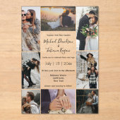 Elegant script 8 foto's collage moderne bruiloft acryl uitnodigingen (Voorkant)